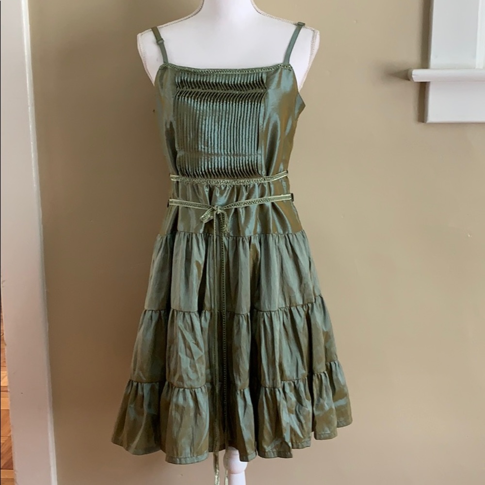 NorthStyle Cottage Core Green Tiered Sun Dress, M